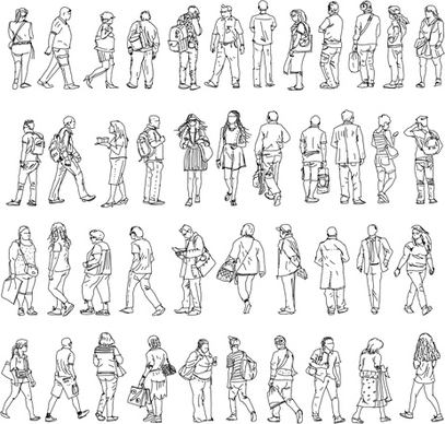 people outline silhouettes vector