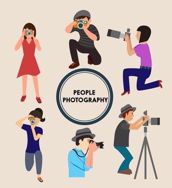 people photography icons various shooting gestures design