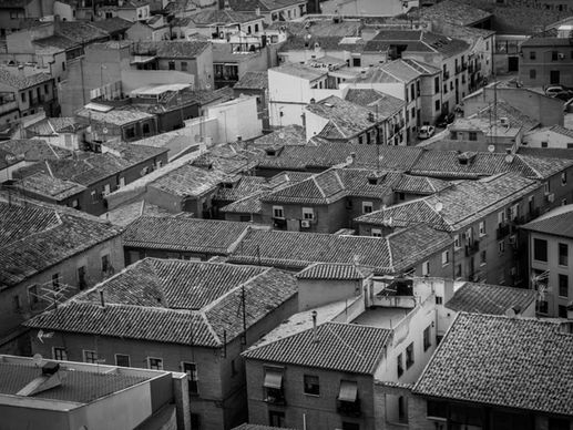 people roof black and white