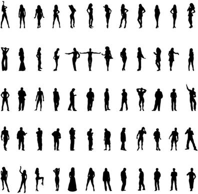 people silhouettes vector set