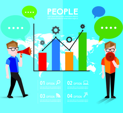 people with speech bubbles business template vector