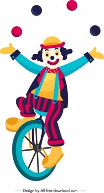 performing clown icon colorful cartoon design