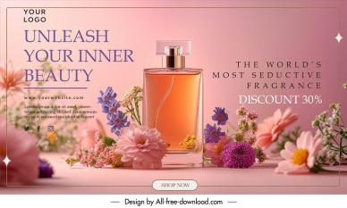 perfume advertising banner template elegant flowers decor