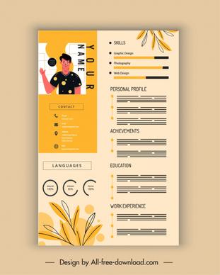 personnel resume template bright decor leaves sketch