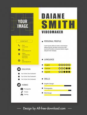 personnel resume template colored flat modern decor