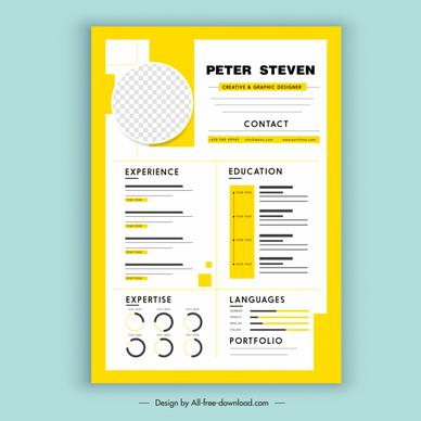 personnel resume template elegant bright yellow white design
