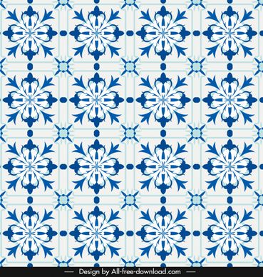 petals pattern blue classical repeating symmetrical decor