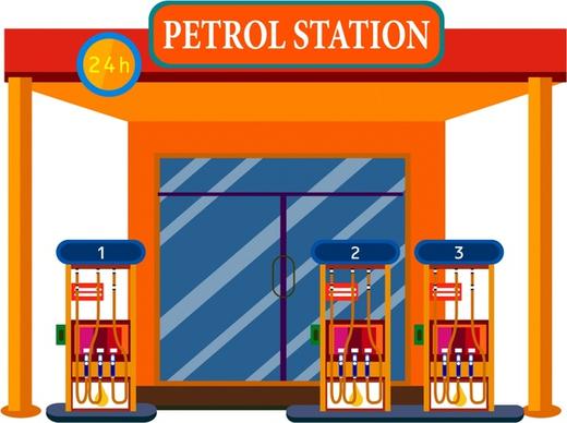 petrol station front design in orange
