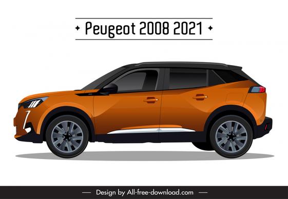 peugeot 2008 2021 car model advertising template modern flat side view sketch