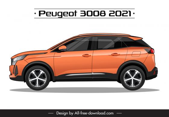 peugeot 3008 2021 car model advertising template modern side view design 