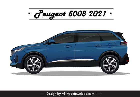 peugeot 5008 2021 car model advertising template modern flat side view sketch