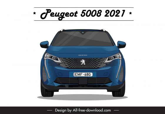 peugeot 5008 2021 car model icon modern symmetric front view design 