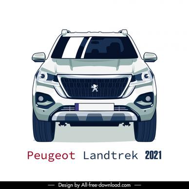 peugeot landtrek 2021 car model icon flat modern front view sketch