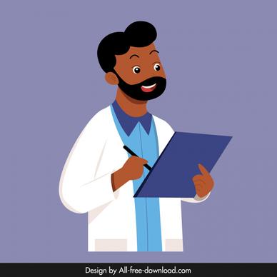 pharmacist man icon funny cartoon sketch
