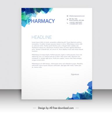 pharmacy correspondence letterhead template modern 3d low polygonal decor