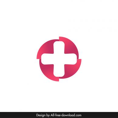pharmacy logo template isolated circle cross shape symmetric design 