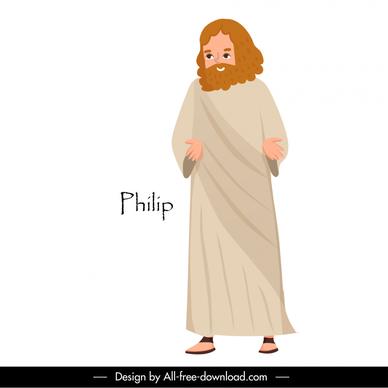 philip apostle christian icon retro cartoon character design
