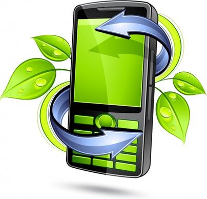 phone advertising background dynamic arrows green leaves decor