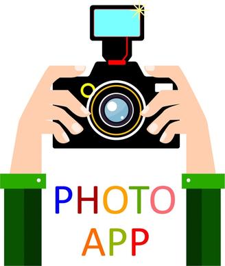 photo app concept design hand and camera illustration