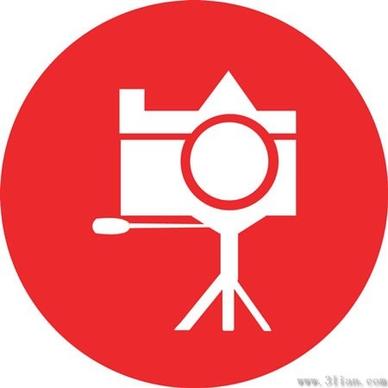 photographic equipment icon vector red background