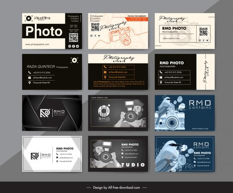 photography business card templates collection elegant classic