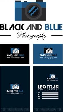 photography logo design on black and blue background