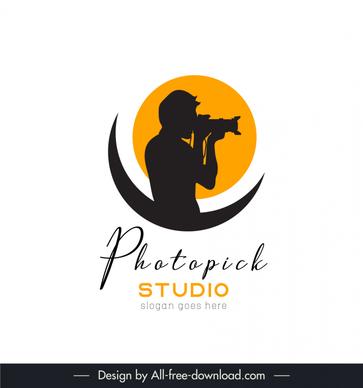 photopick studio logotype silhouette photographer moon crescent sketch