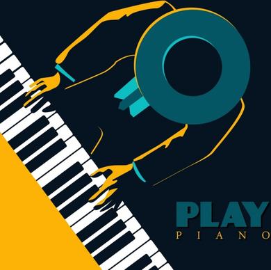 piano concert advertisement keyboard pianist icons dark design
