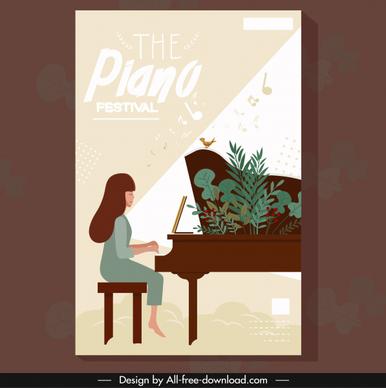 piano concert poster pianist icon colored classical design