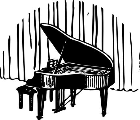 Piano In Front Of Curtain clip art