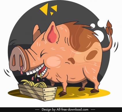 pig animal icon funny cartoon character sketch