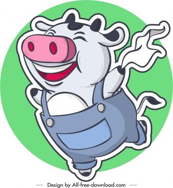 pig icons funny stylized cartoon design
