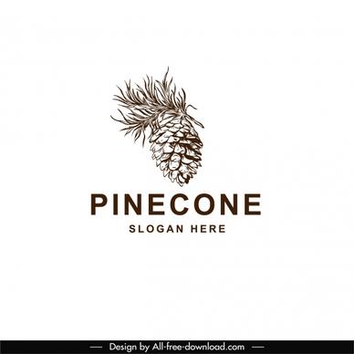 pine cone logo template classical handdrawn sketch