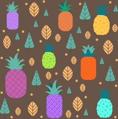 pineapple background colorful flat design repeating icons