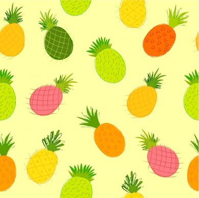 pineapple background colorful handdrawn sketch repeating decor