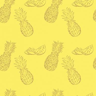 pineapple background yellow handdrawn outline