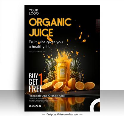 pineapple orange juice poster template modern dynamic motion effect
