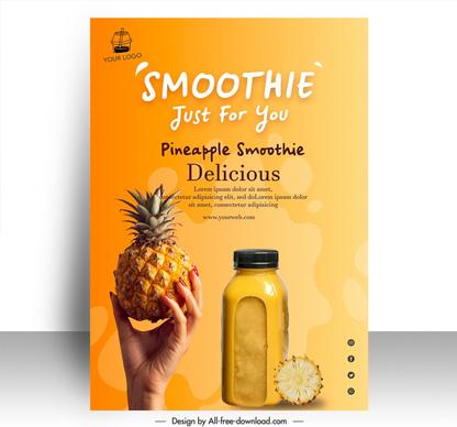 pineapple smoothies poster template elegant modern