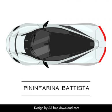 pininfarina battista car model advertising template modern symmetric top view design