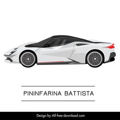 pininfarina battista car model icon flat side view design
