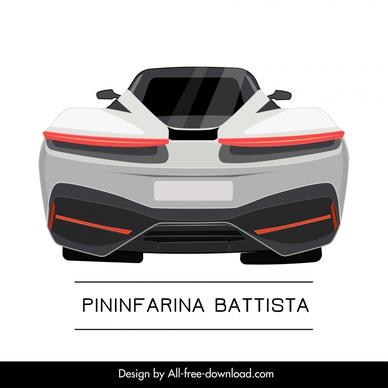 pininfarina battista car model icon symmetric back view design