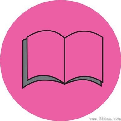 pink background book icon vector