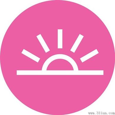 pink background sun icon vector