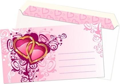 wedding invitation card template heart rings decoration