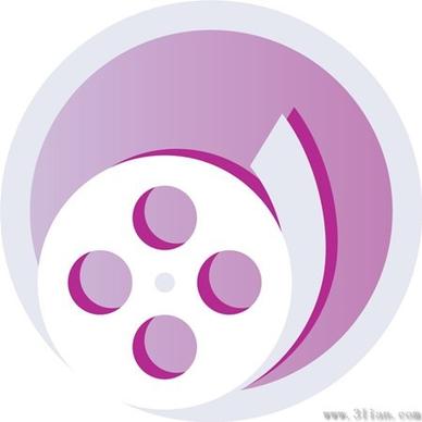 pink movie tape icon vector
