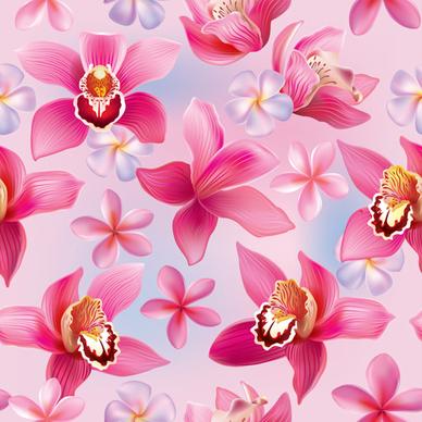 pink orchids vector seamless pattern