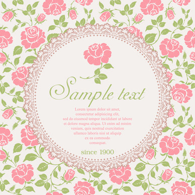 pink rose with vintage card vector