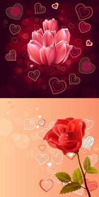 pink roses red roses vector