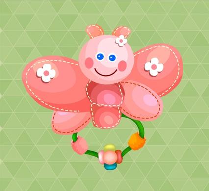 pink toy icon cute stylized butterfly