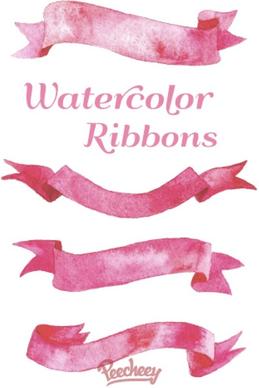 pink watercolor ribbons